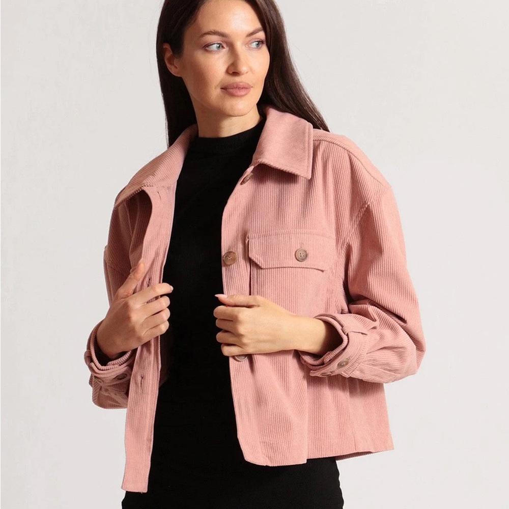 Avec Les Filles Relaxed Corduroy Shacket Rose Pink Size XL